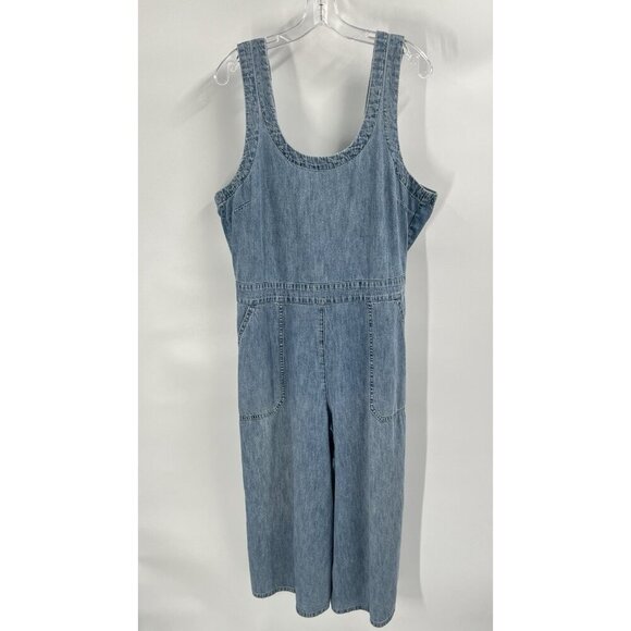 Vintage Y2K Lucky Brand Denim Culotte Jumpsuit Overalls Sz Large - Picture 2 of 10